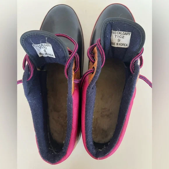 G. H. Bass & Co Calgary Waterproof Rain Duck Boots in Navy/Pink, size 9 - Picture 12 of 12